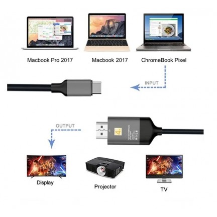 4K UHD Type-C To HDMI-Compatible Adapter Cable