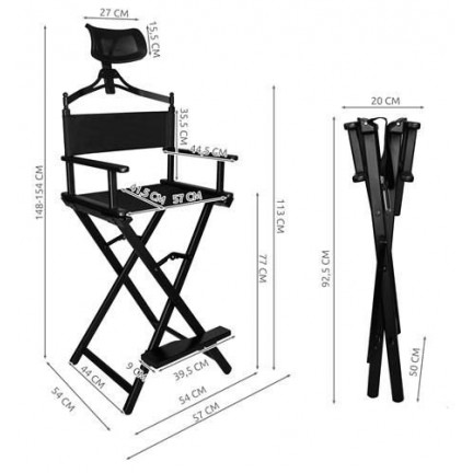 Makeup Folding Chair Aluminum Frame Artist Directors Chair With Headrest