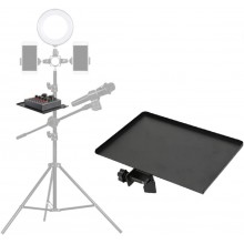 Universal Sound Card Tray Iron Clamp Microphone Stand Tabletop Tripod Shelf Speaker Clamp-On Mic Stand Speaker Stand Tray