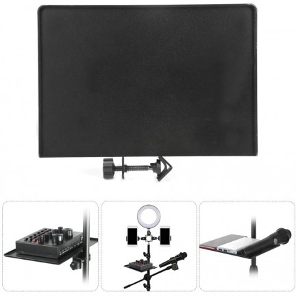 Universal Sound Card Tray Iron Clamp Microphone Stand Tabletop Tripod Shelf Speaker Clamp-On Mic Stand Speaker Stand Tray Large