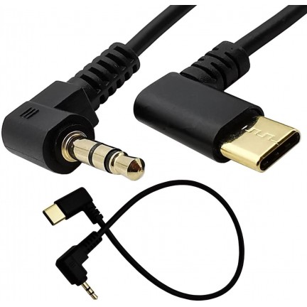 USB Type-C to 3.5mm 90 Degree Double elbow Right Angled Audio Aux Jack