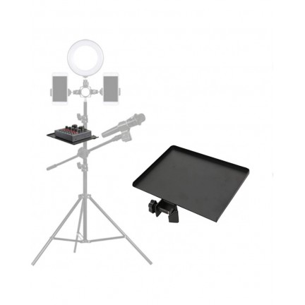 Universal Sound Card Tray Iron Clamp Microphone Stand Tabletop Tripod Shelf Speaker Clamp-On Mic Stand Speaker Stand Tray Midium