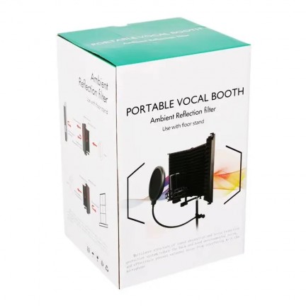 Foldable Microphone Reflection Filter 5 Doors Plastic Mic Sound Isolation Shield Acoustic