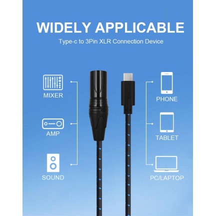 Type C to XLR Cable 3 Pin XLR High Speed Sound Quality Connection Device Audio Cable Adapter for 100cm