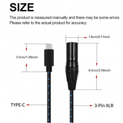 Type C to XLR Cable 3 Pin XLR High Speed Sound Quality Connection Device Audio Cable Adapter for 100cm