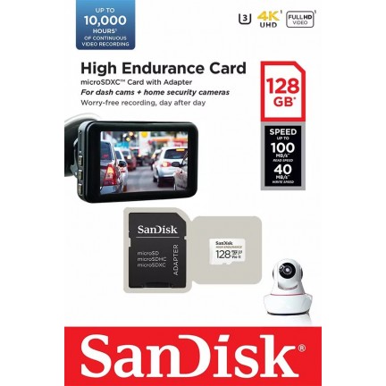 SanDisk 128GB High Endurance MicroSDXC Card for Dash Cam & Home Security Camera