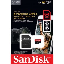 Sandisk Extreme Pro 64GB MicroSDXC 200MB/s Memory Card with SD Adapter