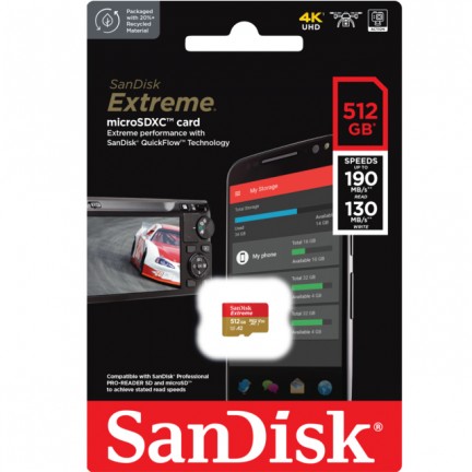 Sandisk Extreme 512GB MicroSDXC 190MB/s Memory Card