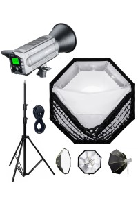 NiceFoto LA-2000A 200W Bi-Color COB LED Video Light With ES-100 100cm Softbox/Stand