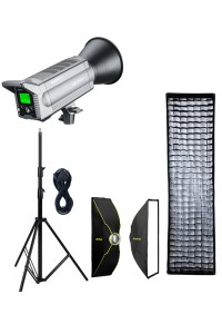 NiceFoto LA-2000A 200W Bi-Color COB LED Video Light With ES-1230 120x30cm Softbox/Stand