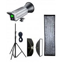 NiceFoto LA-2000A 200W Bi-Color COB LED Video Light With ES-1230 120x30cm Softbox/Stand