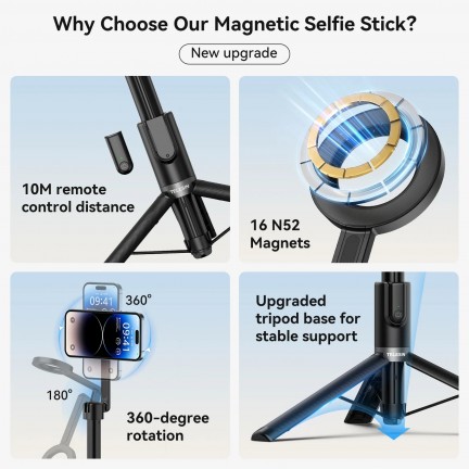 TELESIN Portable Magnetic Phone Selfie Stick Tripod