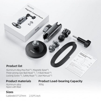 TELESIN Magnetic Mounting Base with Articulating Arm