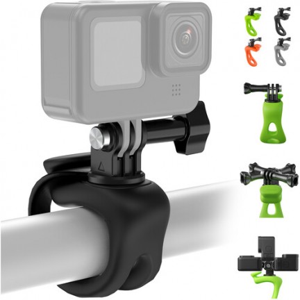 TELESIN Rubber Handlebar Mount for Action Cameras (Green)