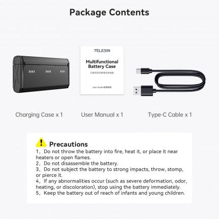 TELESIN Pocket Multifunctional Storage Charging Box for GoPro 13