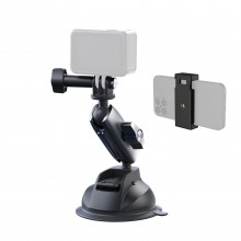 TELESIN Aluminum Alloy Camera Suction Cup Mount With Phone Clip