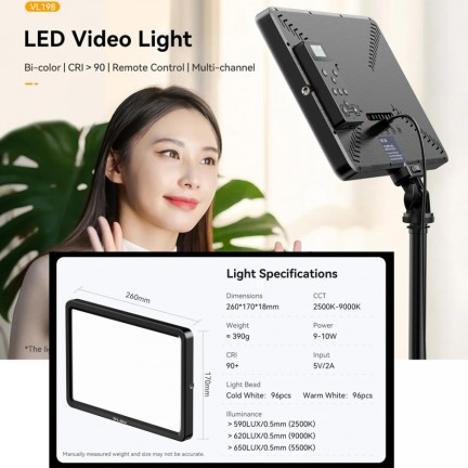 Ulanzi VIJIM VL198 Bi-Color LED Key Light Panel with Remote Control