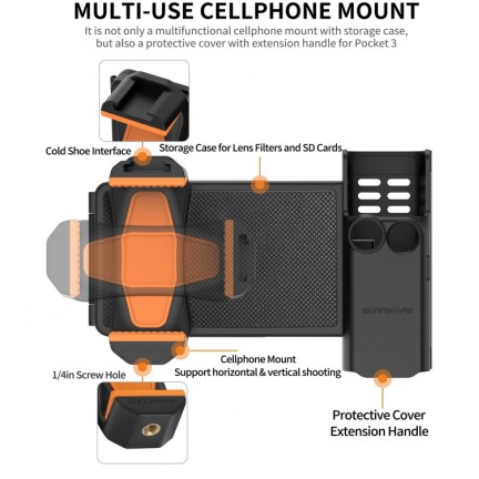 Phone Holder Mount Expansion Adapter Protective Cover for Osmo Pocket 3