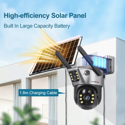 SOLAR CAMERA V380 LS-CS3-4G-EU 2K 4G/Wifi Dual Lens PTZ 8W Solar Camera Outdoor