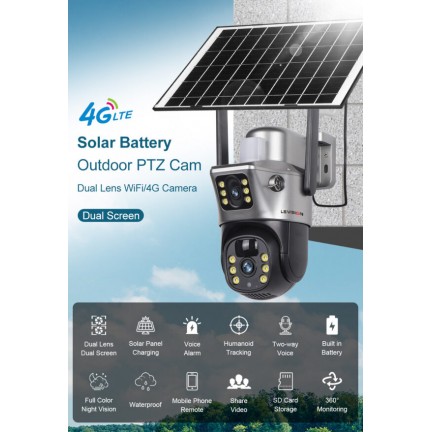 SOLAR CAMERA V380 LS-CS3-4G-EU 2K 4G/Wifi Dual Lens PTZ 8W Solar Camera Outdoor