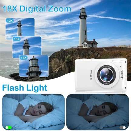 Digital Camera MP3 Player Auto Focus 2.8inch Screen Compact US - white