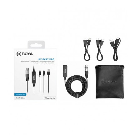 BOYA BY-BCA7 Pro XLR to Lightning & USB-A & Type-C Connectors Microphone Cable