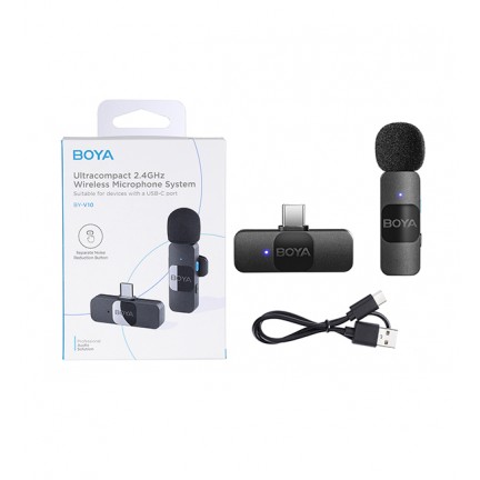 BOYA BY-V10 Wireless Lavalier Microphone for USB C