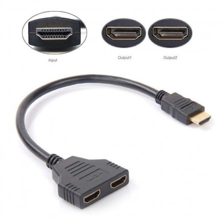 HDMI Male To Dual HDMI Female 1 To 2 Way Splitter