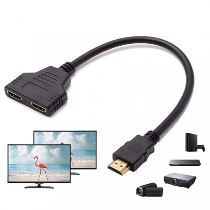 HDMI Male To Dual HDMI Female 1 To 2 Way Splitter