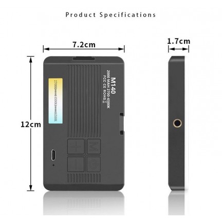 M140 Pocket Fill Light Dimmable 2700-6500k 2000mAh Portable LED Video Light