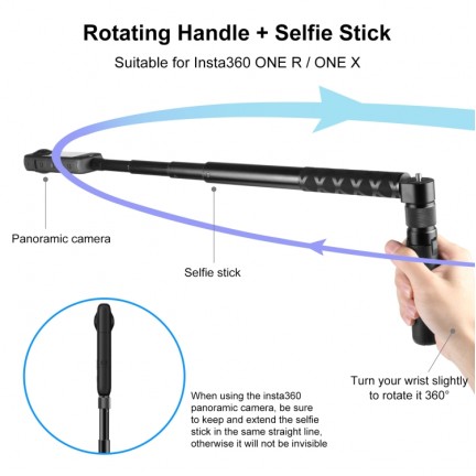 PULUZ Rotary Handle Desktop Tripod Stand 110cm Selfie Stick Monopod for Action Camera/Mobile/Insta360 X3/X4