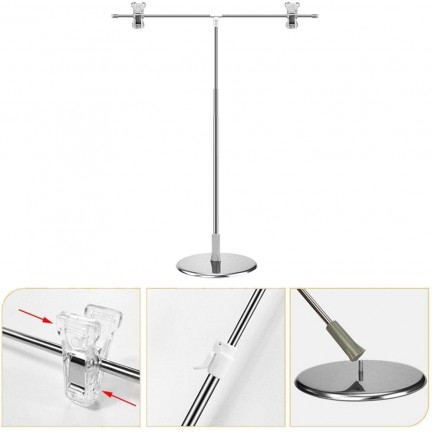 Adjustable T-Shape Photography Backdrop Stand with Clamps Stainless Steel Floor Mount