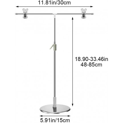 Adjustable T-Shape Photography Backdrop Stand with Clamps Stainless Steel Floor Mount