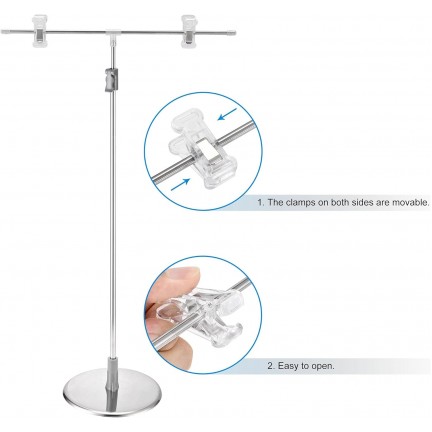 Adjustable T-Shape Photography Backdrop Stand with Clamps Stainless Steel Floor Mount