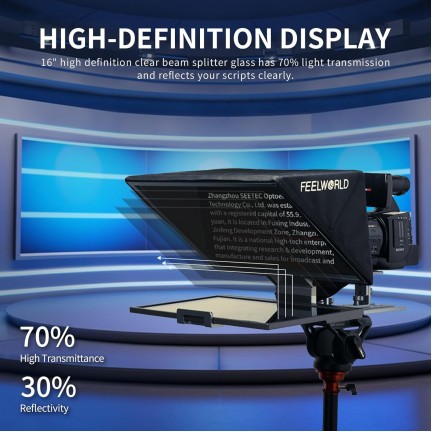 FEELWORLD TP16 16 Inch Folding Teleprompter Supports up to 16" Tablet Horizontal Vertical Prompting