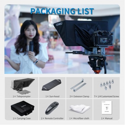 FEELWORLD TP16 16 Inch Folding Teleprompter Supports up to 16" Tablet Horizontal Vertical Prompting