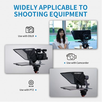 FEELWORLD TP16 16 Inch Folding Teleprompter Supports up to 16" Tablet Horizontal Vertical Prompting