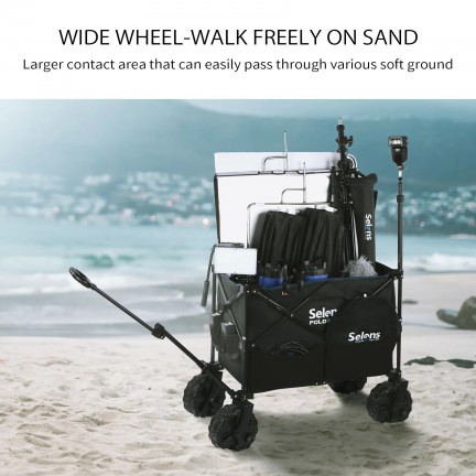 Selens Folding Outdoor Cart Beach Wagon with Big 360 Universal Wheels Storage bags for Photography Camping and Picnic