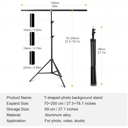 Selens T Type Background Stand 150*200cm / PVC Chroma Stand