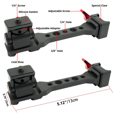 Topcine RS4 Gimbal Monitor Mount RS3 Handle Extension Plate with 1/4" Thread Cold Shoe Mount for Mic Light Compatible