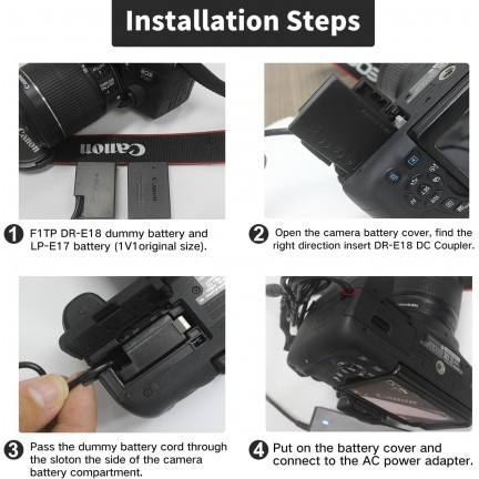 LP-E17 Dummy Battery ACK-E18 DR-E18 for Canon EOS R8 R10 77D 200D 250D 750D 760D 800D 850D 8000D RP