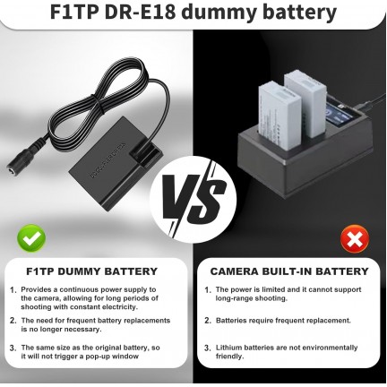 LP-E17 Dummy Battery ACK-E18 DR-E18 for Canon EOS R8 R10 77D 200D 250D 750D 760D 800D 850D 8000D RP