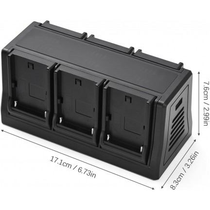 LED Display Charging Base 6-Slot Charger for NP-F970 NP-F750 NP-F550 NP-FZ100 LP-E6 EN-EL15 FNP-W235 Changeable Plate