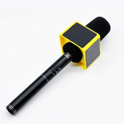 Yellow ABS Mic Microphone Interview Square Logo Flag Station