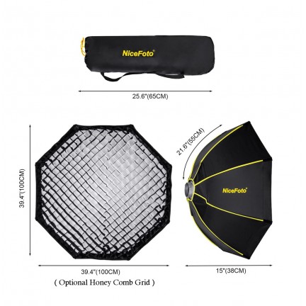 Nicefoto ES-100 100cm Octagon Quick Set Up Softbox with Grid 