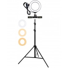 16cm LED Ring Vlogging Photography Video Lights with Mobile Clamp&Light Stand