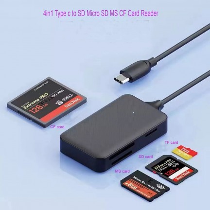 4in1 USB/Type C SD Micro SD TF CF MS Memory Card Reader Adapter