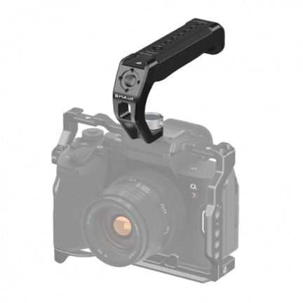 PULUZ Arri Metal Silicone Top Handle with Cold Shoe Mount for Mirrorless Camera Cage Stabilizer