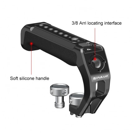 PULUZ Arri Metal Silicone Top Handle with Cold Shoe Mount for Mirrorless Camera Cage Stabilizer