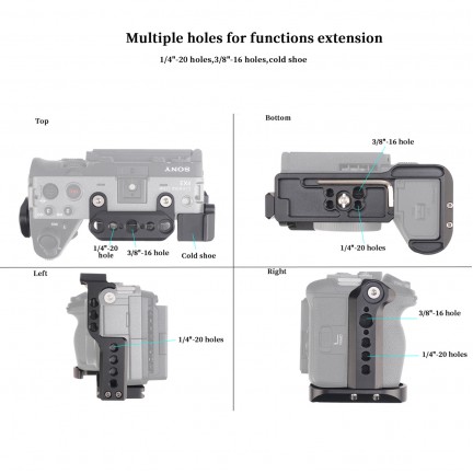 Camera Cage with NATO Rail 1/4″ 3/8″ Hole for Sony FX3 FX30 ILME-FX30